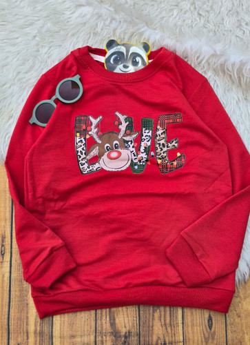 بلوز تک یلدایی دخترانه/پسرانه طرح گوزن لاو